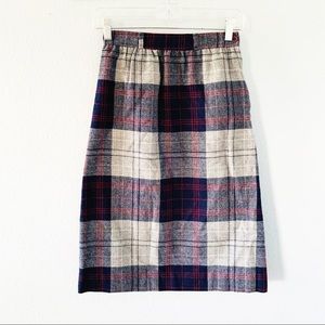 Vintage 70’s/80’s Plaid Wool Straight Skirt Sz XS